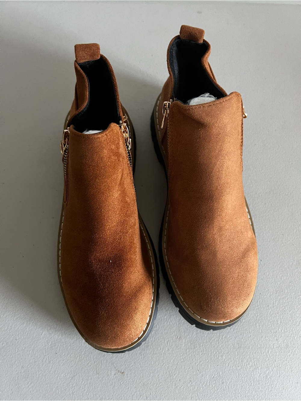 Women’s Canvas ‘Suede’ Chelsea Boots in Cognac Brown - Classic Slip-On Style